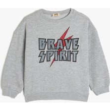 Koton Slogan Baskılı Uzun Kollu Bisiklet Yaka Sweatshirt