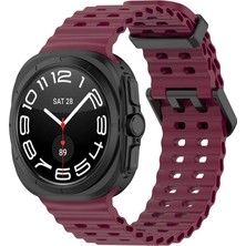 Prolysus Samsung Galaxy Watch Ultra 47MM KRD-118 Tırtıklı Tasarım Silikon Kordon-Koyu Kırmızı