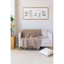 Koza Mix Bej-Bej Koltuk Örtüsü Balıksırtı Desenli Bej 180 x 220 cm Çift Yönlü