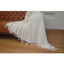 Koza Mix Ekru ( Krem )Koltuk Örtüsü Balıksırtı Desen 180 x 210 cm