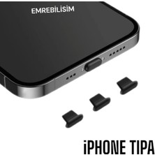 Emre Bilişim Apple iPhone 6-7-8-11-12-13-14 Uyumlu Toz ve Kir Önleyici  Tıpa Slikon 3 Adet Siyah Tozluk Emr 3ADET