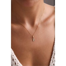 Gianfranco Siyah Taşlı Kedi Kilitli Charm Kolye Ucu