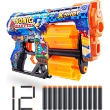 X-Shot Skins Dread Köpük Dart Patlatıcı - Sonic The Hedgehog Tasarımı, 27M Menzil, 12 Dart