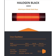 Ardonat Halogen Black 2000Watt - Dış Mekan Isıtıcı Cafe Balkon Teraslar Için