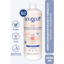 Snugpuff Bitkisel Bebek 2’si 1 Çamaşır Deterjanı + Yumuşatıcı, Hipoalerjenik Parfümsüz Vegan, Sıvı Sabun 1l