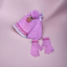 Salar Ticaret Kız Çocuk Triko Kitti Atkı Garson Boy 9-15 Yaş Bere Eldiven Takımı Pembe