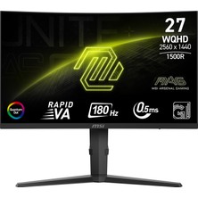 MSI 27" MAG 275CQRF QD E2 2560x1440 (WQHD) 16:9 CURVE 1500R RAPID VA 180HZ 0.5MS GTG FREESYNC SIYAH GAMING MONITOR