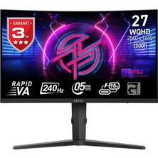 MSI 27" MPG 275CQRXF 2560x1440 (WQHD) 16:9 CURVE 1500R RAPID VA 240Hz 0.5MS GTG FREESYNC PREMIUM SIYAH GAMING MONITOR