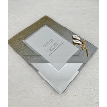 Pekibu Aynalı Simli Çerçeve Çiçekli Gold 10x15 Cm