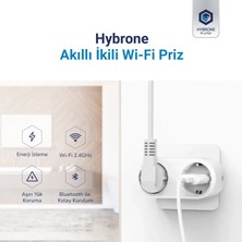 Hybrone Akım Korumalı İkili Wi-Fi Akıllı Priz, 16 Amper, Enerji İzleme, Çocuk Kilidi, Uygulama ile Uzaktan Kontrol