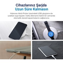 Hybrone USB ve Type-C Girişli Akım Korumalı Dörtlü Wi-Fi Akıllı Priz, 16 Amper, Enerji İzleme, Uygulama ile Uzaktan Kontrol