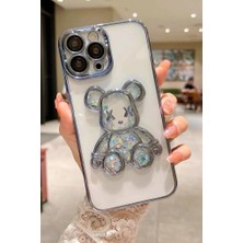 3gen Case Apple iPhone 14 Pro Max Uyumlu 3D Sevimli Ayıcık Hareketli Sulu Yıldızlar Temalı Lens Korumalı Lazer Kılıf