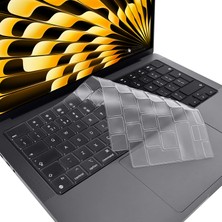 Novstrap Apple Macbook Air M3 Çip 13.6 Inç A3113 ile Uyumlu Parlak Kılıf + Şeffaf Klavye Kılıfı+Film