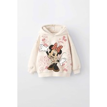 Miniko Kids Kız Çocuk Minnie Baskılı Kapüşonlu Manşetli Sweatshirt