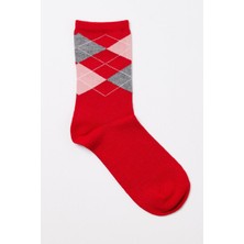 Katia & Bony Çocuk Ekose Desenli  Soket Çorap Kırmızı