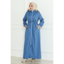 Moda Mihram Beli Bağcıklı Ribanalı Mont Mavi 19215