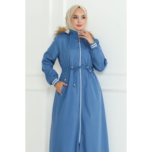 Moda Mihram Beli Bağcıklı Ribanalı Mont Mavi 19215