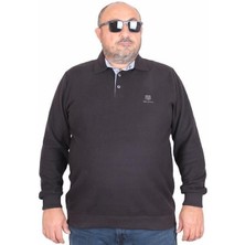 Starbattal Erkek Büyük Beden Polo Yaka Sweat Moc Grande 24410 Sıyah