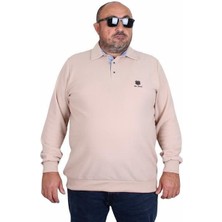 Starbattal Erkek Büyük Beden Polo Yaka Sweat Moc Grande 24410 Bej