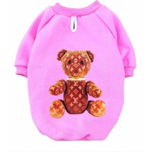 Patibör Bear 2 Iplik Şardonlu Pembe %100 Pamuk Köpek Sweatshirt