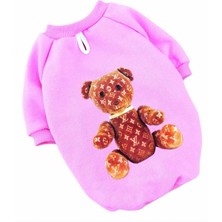 Patibör Bear 2 Iplik Şardonlu Pembe %100 Pamuk Köpek Sweatshirt