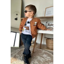 Miniğimin Cicileri Karakter Baskılı Ceketli Erkek Çocuk 3 lü takım - Taba