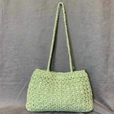 Uretti - Hacer 8870 El Yapımı Püskül Detaylı Kağıt Ip Örgü Omuz Çantası - 22 x 34 cm