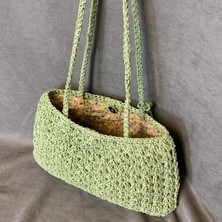Uretti - Hacer 8870 El Yapımı Püskül Detaylı Kağıt Ip Örgü Omuz Çantası - 22 x 34 cm