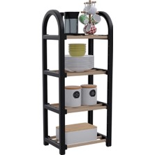 Stickwood 4 Katlı 1.sınıf Süper Kalite Mini Siyah Ayakkabılık Çok Amaçlı Raf Ünitesi