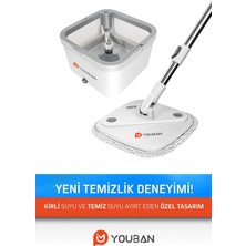 Youban Mop Pro Temiz Su ile Kirli Suyu Ayıran Otomatik Temizlik Seti 4 Adet Bezli