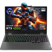 Lenovo LOQ 15AHP9 83DX008DTR AMD Ryzen 5 AI-8645HS 8GB DDR5 512GB SSD RTX4050 6GB 15.6 inç 144Hz Full HD FreeDos Gaming Laptop (Yapay Zeka Destekli)