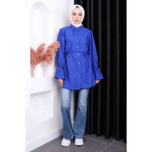 Saks Beli İpli Balon Kol Tunik
