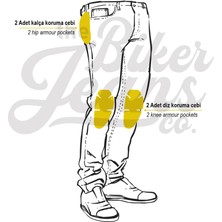 The Biker Jeans Urbanizer Büyük Beden Black Cordura® Korumalı Motosiklet Kot Pantolonu Erkek