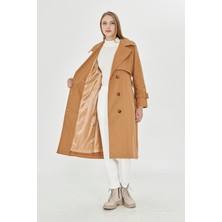 Pastelastore  Pamuk Gabardin Uzun (110CM) Astarlı Kemerli Kadın Trençkot 1111
