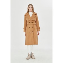 Pastelastore  Pamuk Gabardin Uzun (110CM) Astarlı Kemerli Kadın Trençkot 1111