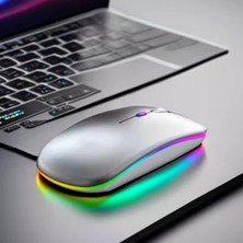 BYETECH Kablosuz Şarjlı,bluetooth, Ultra Slim Led, 2.4 GHZ,2400 Dpı, Sessiz Tık _ Gecikmesiz, Oyuna Uygun