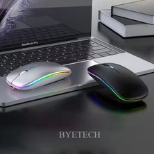 BYETECH Kablosuz Şarjlı,bluetooth, Ultra Slim Led, 2.4 GHZ,2400 Dpı, Sessiz Tık _ Gecikmesiz, Oyuna Uygun