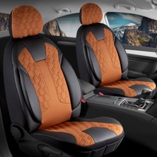 Fresh Start seat Toledo Uyumlu Deri Detaylı Oto Koltuk Kılıfı Ön Arka Set Cyrus Model Tarçın Fs