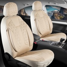 Fresh Start renault Megane 1 Uyumlu Deri Detaylı Oto Koltuk Kılıfı Ön Arka Set Cyrus Model Bej Fs
