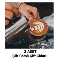 Çift Camlı Çift Cidarlı El Yapımı Cam Kupa Ev Ofis Fincanı 250 ml Çift Katlı Isı Yalıtımlı Kulplu Cam Bardak