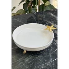 May Home Taban Ayaklı Porselen Servis Sunum Kasesi Starfish