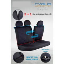 Fresh Start Seat Ateca Uyumlu Deri Detaylı Oto Koltuk Kılıfı Ön Arka Set Cyrus Model Siyah Mavi Fs