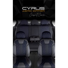 Fresh Start Seat Ateca Uyumlu Deri Detaylı Oto Koltuk Kılıfı Ön Arka Set Cyrus Model Siyah Mavi Fs