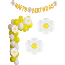 Rönesans Parti Eva Happy Bırthday,papatya Folyo ve Latex Balon Seti