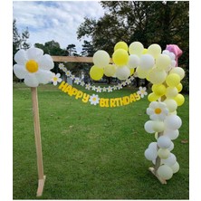 Rönesans Parti Papatya Folyo Balon, Happy Bırthday Eva Banner ve  Latex Balon Seti