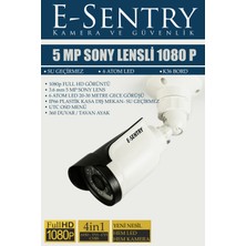 E-Sentry 8 Kameralı Sistem Güvenlik Seti Full Hd 500GB HDD 5mp 1080P Gece Görüşlü Uzaktan Izlemeli Full Hd