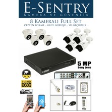 E-Sentry 8 Li Sistem Güvenlik Seti Full Hd 500GB HDD 5mp 1080P Gece Görüşlü Uzaktan Izlemeli Kamera Sistemi