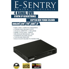 E-Sentry 4 Kanal 1080N H265 Full Hd Dvr Kayıt Cihazı Cepten Izleme Sabit Ip Gerekmez Xmeye Mobil