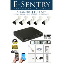 E-Sentry 5 Kameralı 5mp 1080P Gece Görüşlü 500GB Uzaktan Izlemeli Sony Lensli Güvenlik Kamera Seti