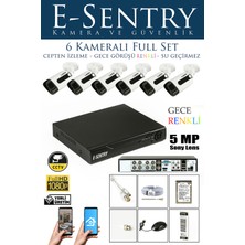 E-Sentry 6 Kameralı Gece Renkli Full Color Warm LED 5mp Sony Lensli Uzaktan Izlemeli Güvenlik Kamera Seti